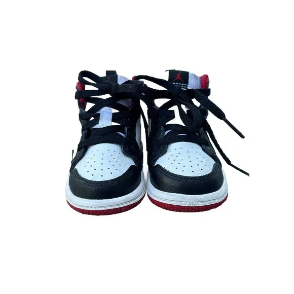 Nike Air Jordan 1 Mid TD White Gym Red Black 640735-122 Baby Toddler Size 5C