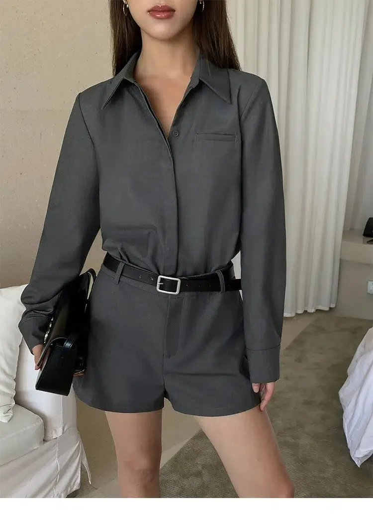 Office Shirt Style Jumpsuit