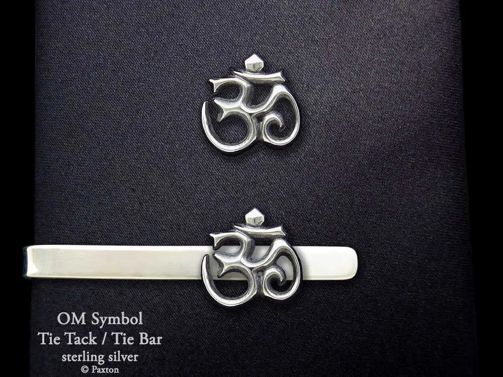 OM Symbol Tie Tack or OM Symbol Tie Bar / Tie Clip Sterling Silver Aum Ohm Yoga Meditation