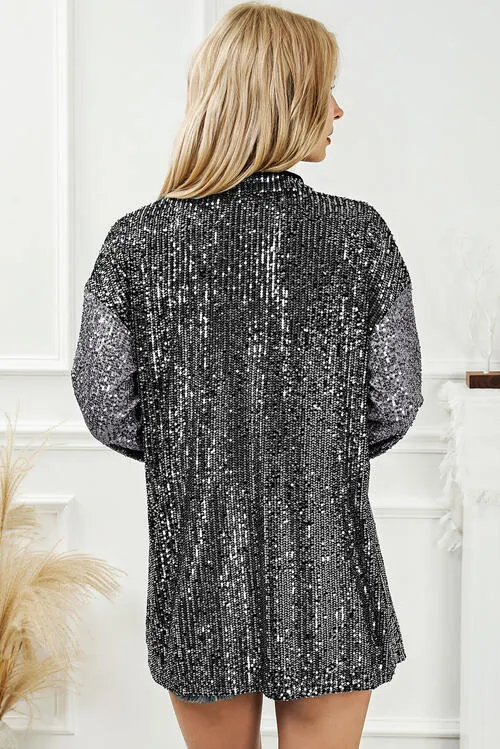 Orion Sequin Button Up Collared Neck Shirt
