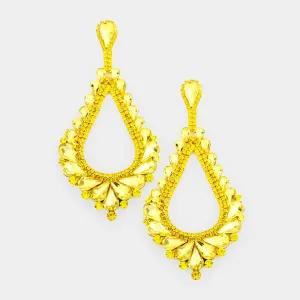 Oversized Cut Out Yellow Crystal Teardrop Earrings | 429773
