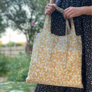 Packable Tote Bag - Yellow Leaves