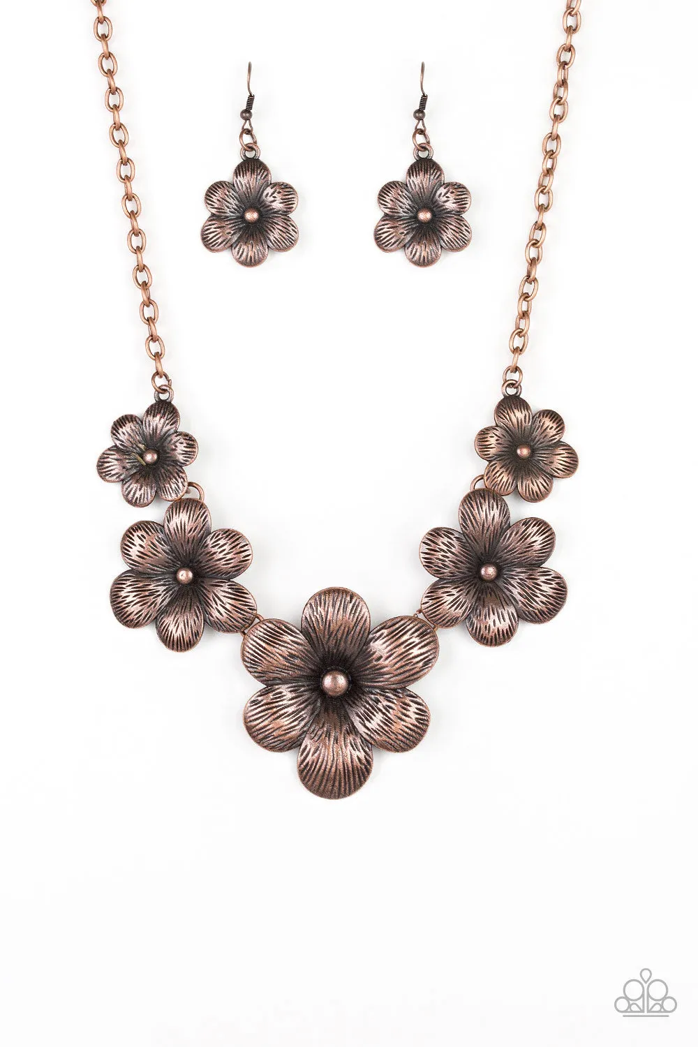 Paparazzi - Secret Garden - Copper  Floral Pedal Necklace