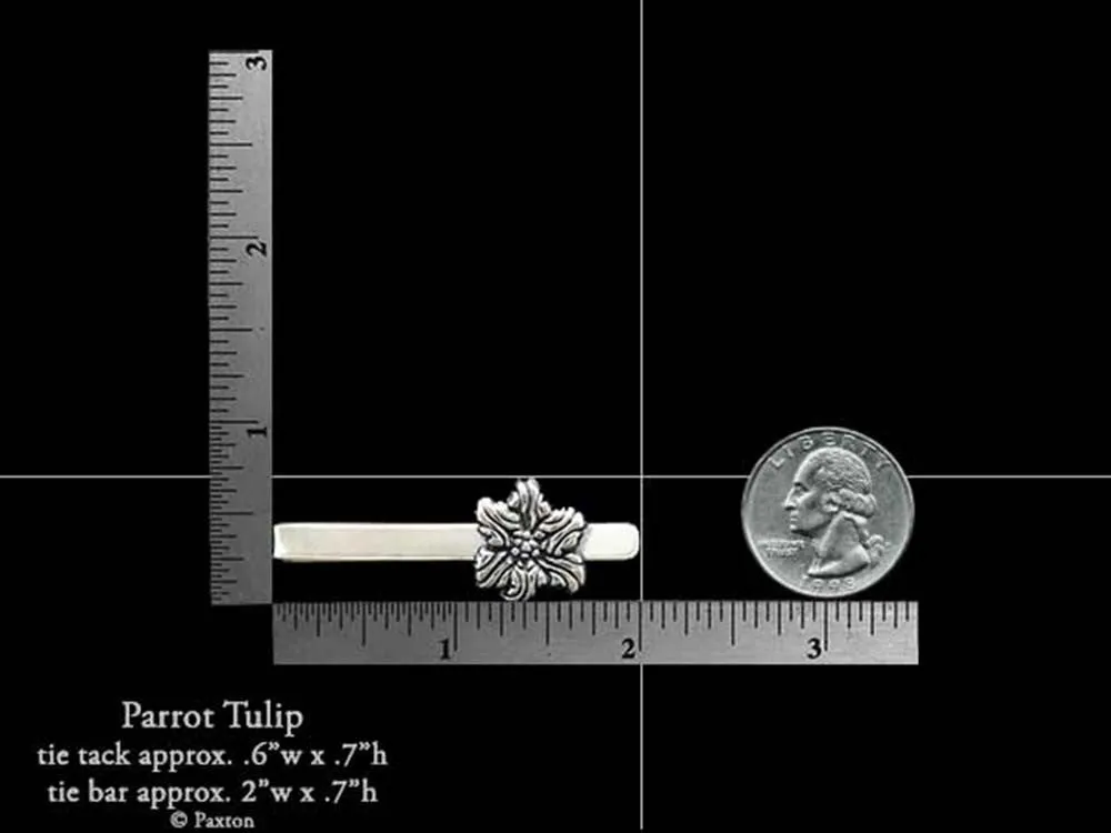 Parrot Tulip Flower Tie Tack or Tie Bar / Tie Clip Sterling Silver