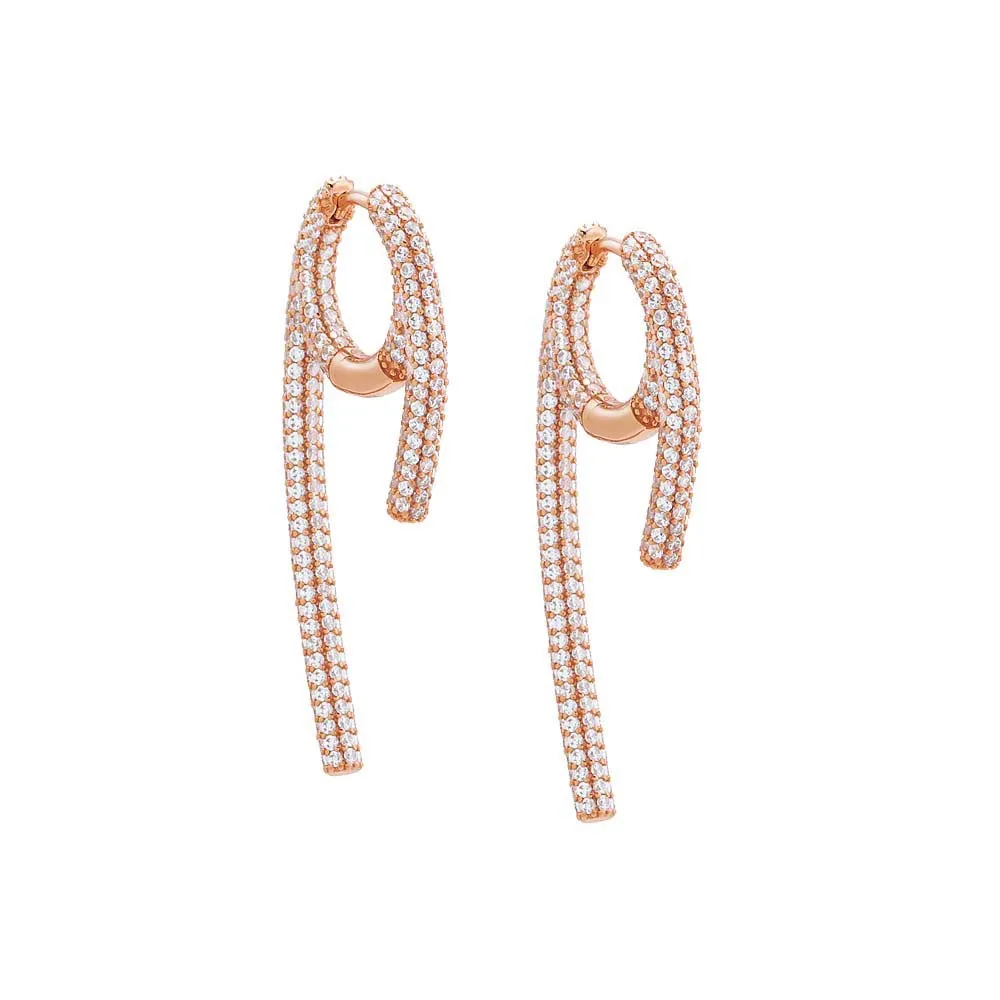 Pavé Front Back Claw Huggie Earring