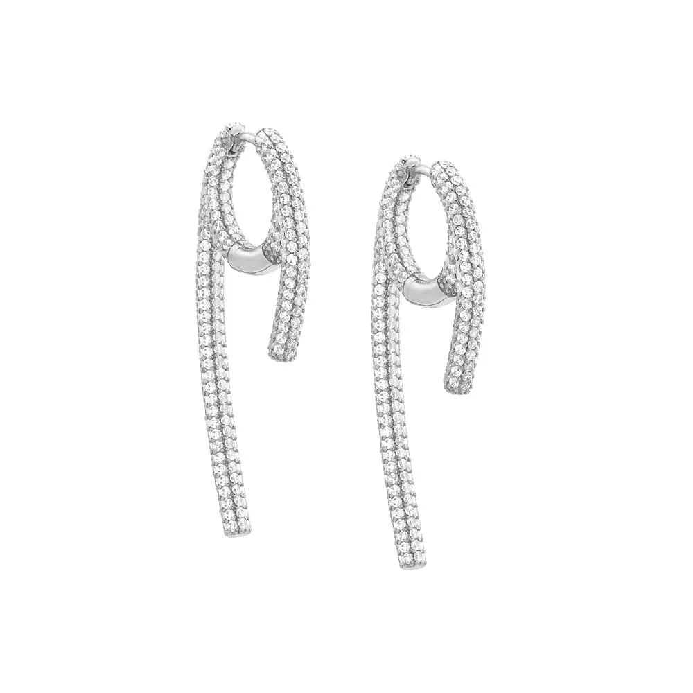 Pavé Front Back Claw Huggie Earring