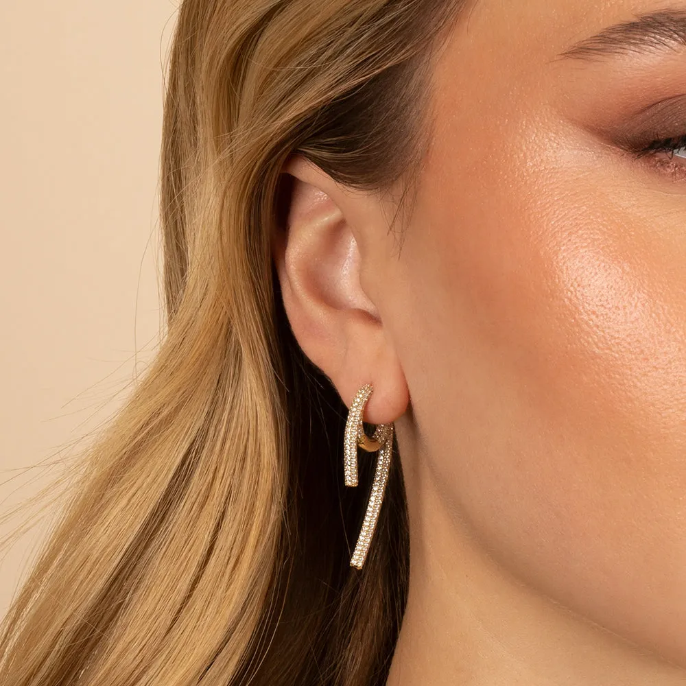 Pavé Front Back Claw Huggie Earring