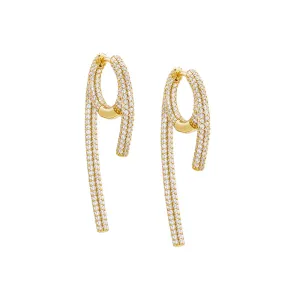 Pavé Front Back Claw Huggie Earring