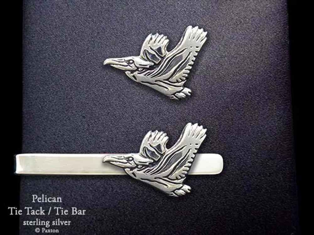 Pelican Tie Tack or Pelican Tie Bar / Tie Clip Sterling Silver