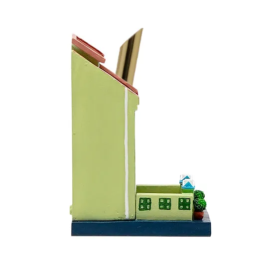 Peranakan House Polyresin Cylinder Pen Holder - Green