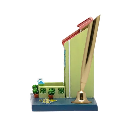 Peranakan House Polyresin Cylinder Pen Holder - Green