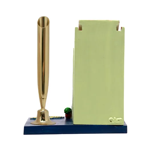 Peranakan House Polyresin Cylinder Pen Holder - Green