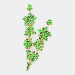 Peridot ( Light Green)  Crystal Long Dangle Earrings  | 462928