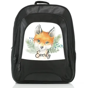 Personalised Rucksack with Red Fox Blue Berries and Cute Text