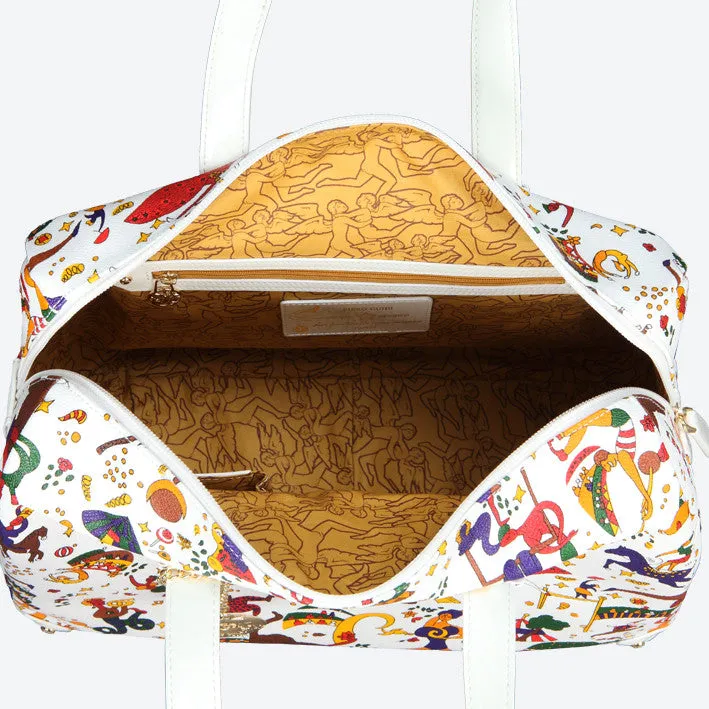 Piero Guidi Magic Circus - 14.5 x 10.5 x 6 in. Large Vintage White Satchel