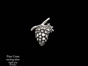 Pine Cone Lapel Pin Sterling Silver