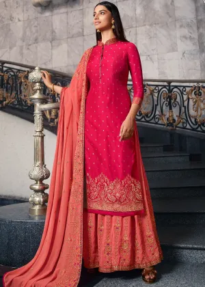 Pink And Peach Designer Sharara Suit