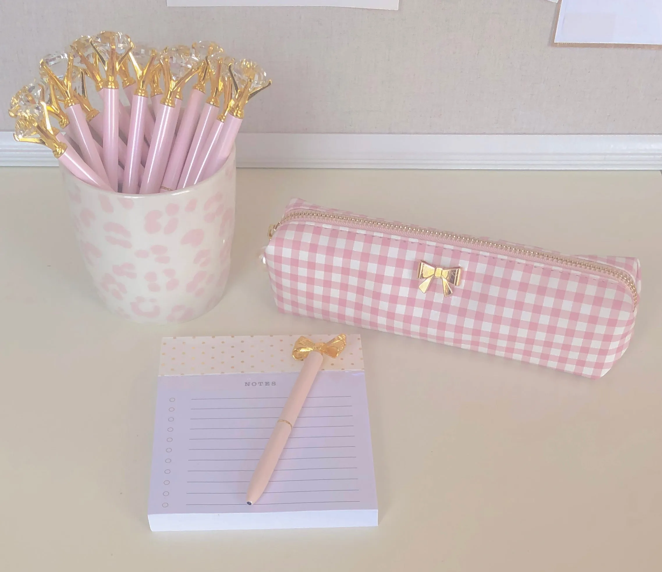 PINK GINGHAM BOW CASE