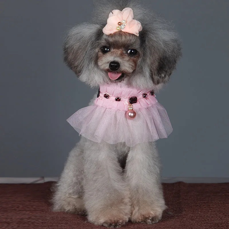 Pink Lace Collar with Microfiber Leather Belt - A007
