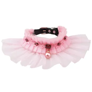 Pink Lace Collar with Microfiber Leather Belt - A007