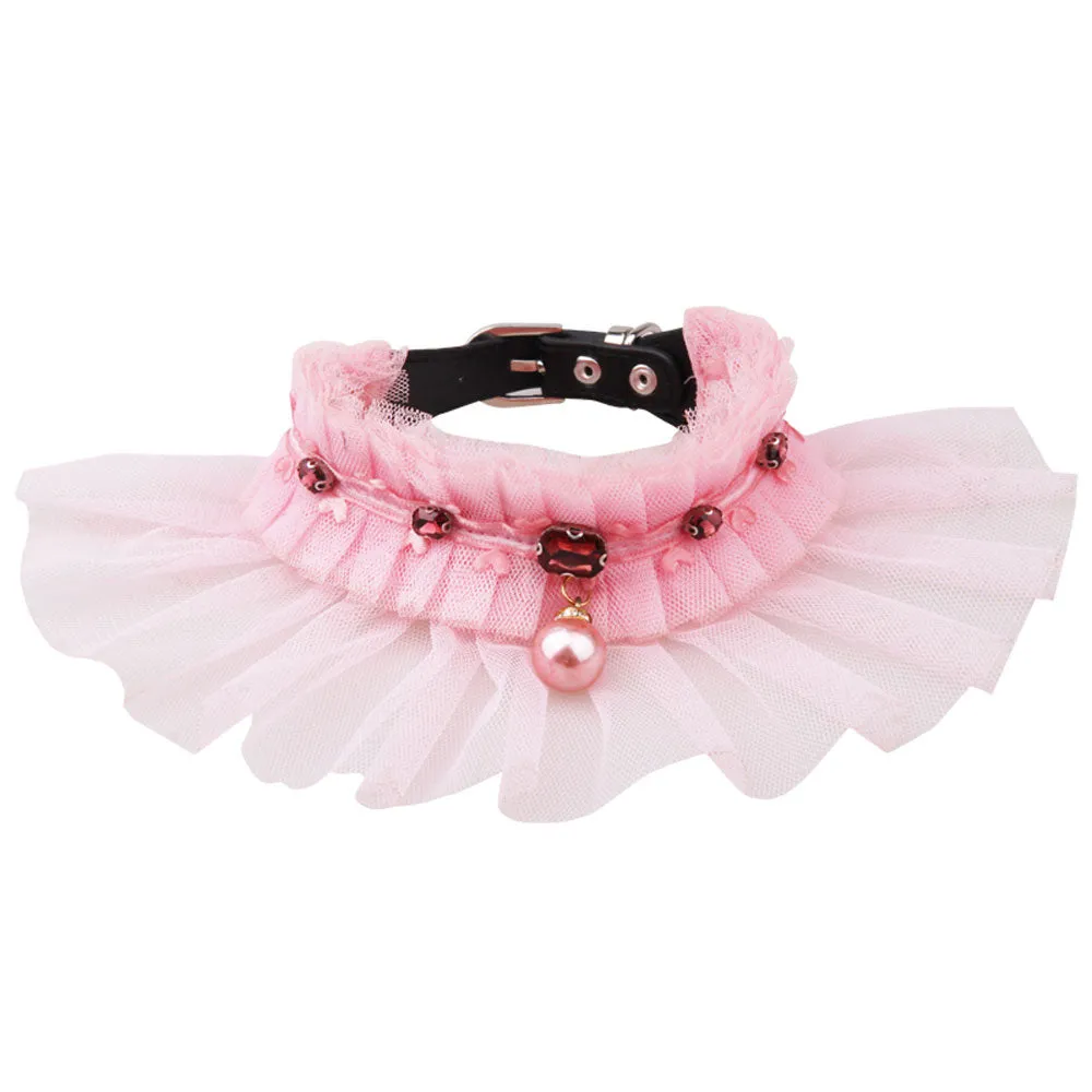 Pink Lace Collar with Microfiber Leather Belt - A007
