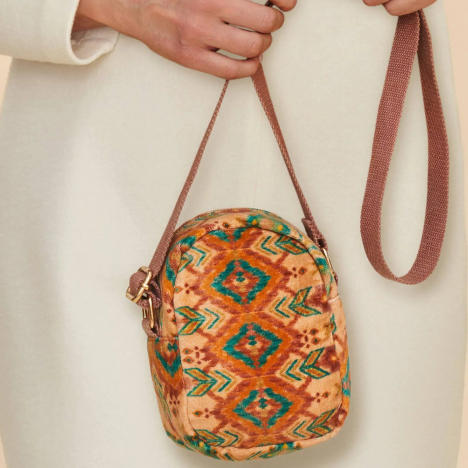 Powder Ikat Velvet Crossbody Bag