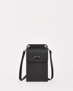 Prada Black Saffiano Leather Crossbody Phone Case