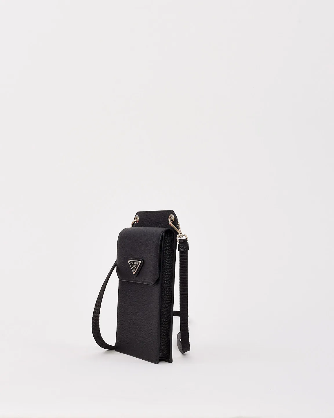 Prada Black Saffiano Leather Crossbody Phone Case