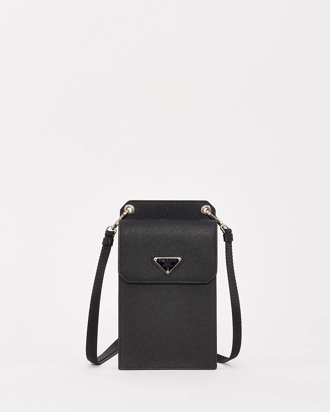 Prada Black Saffiano Leather Crossbody Phone Case