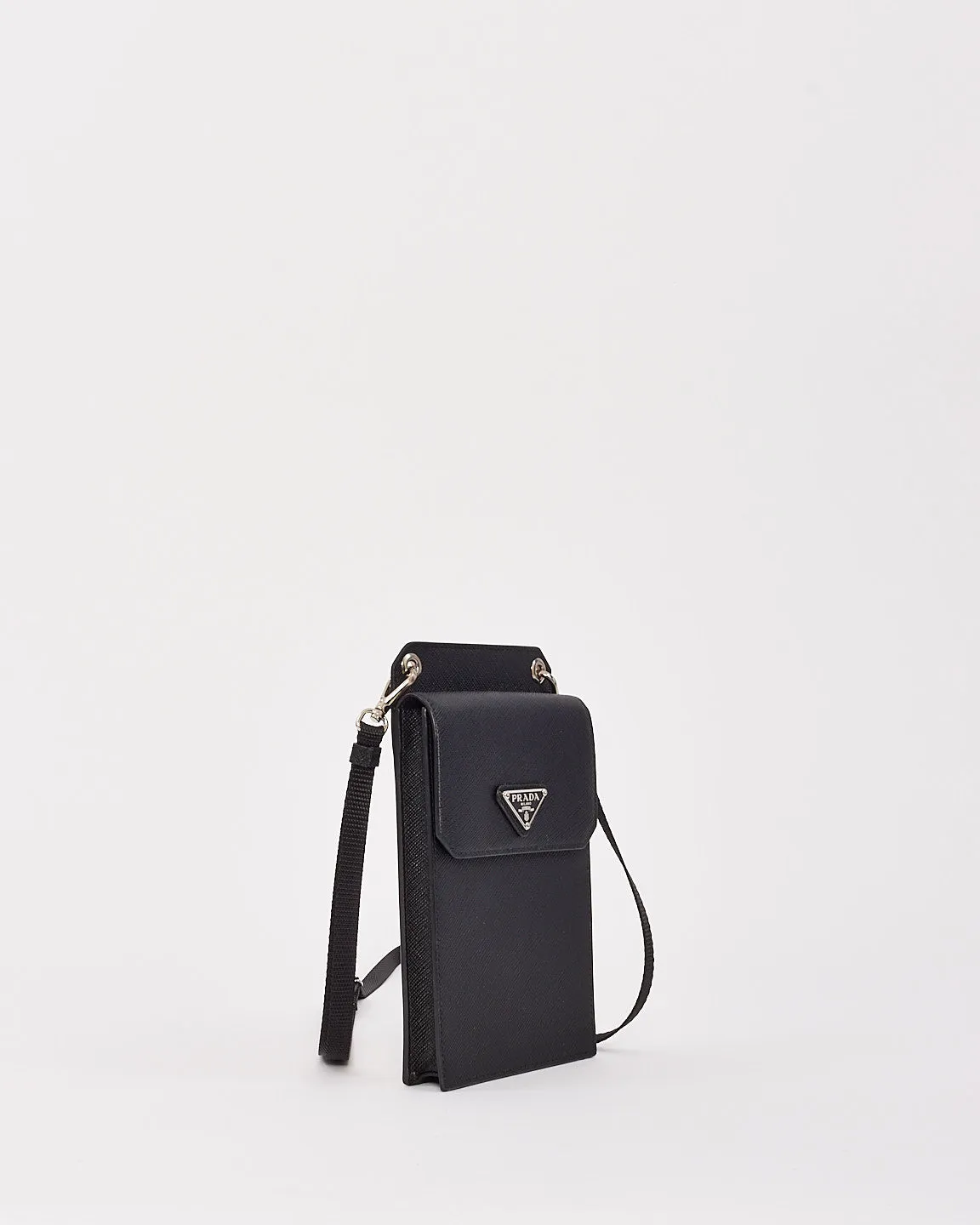 Prada Black Saffiano Leather Crossbody Phone Case