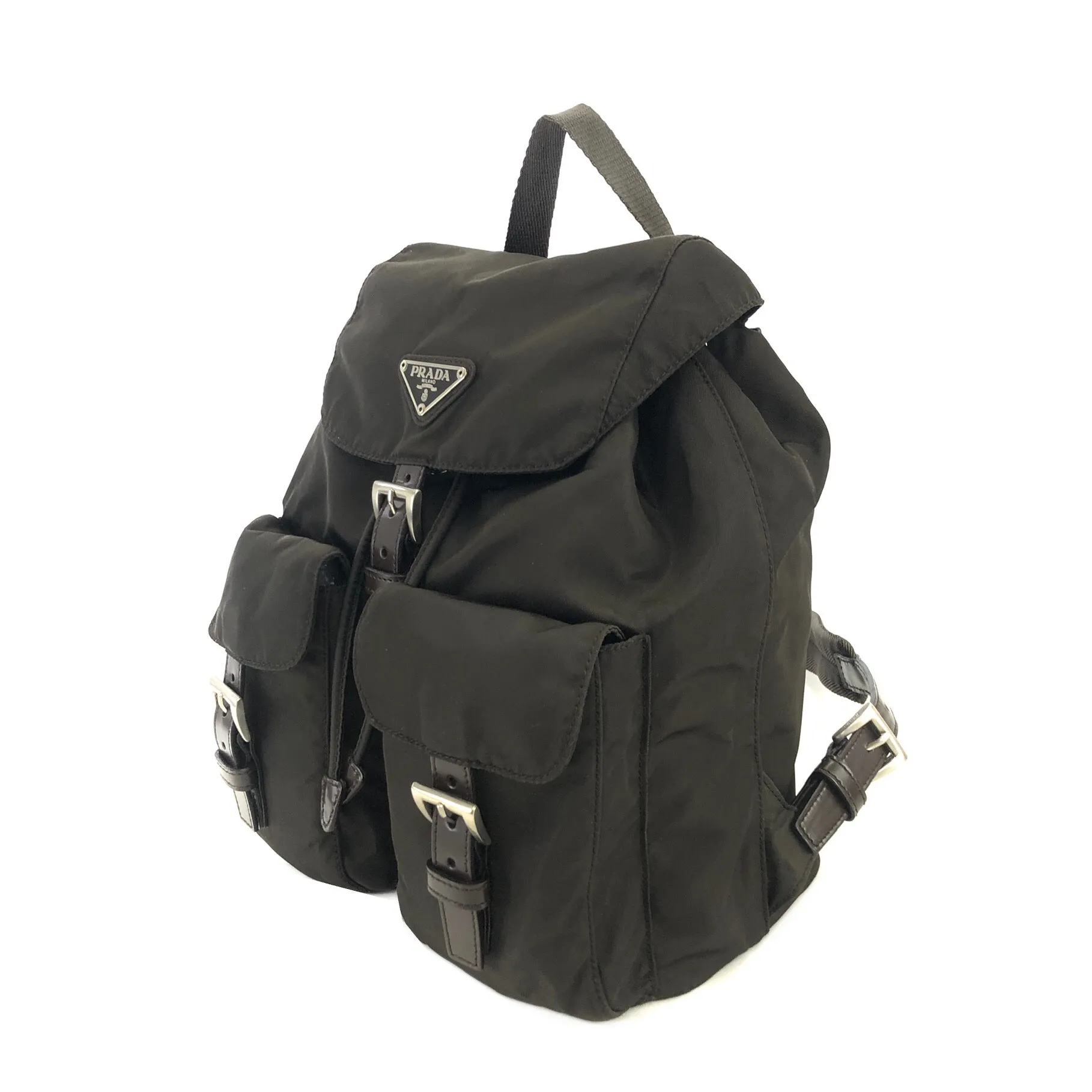 PRADA logo nylon leather backpack brown vintage pddjj7