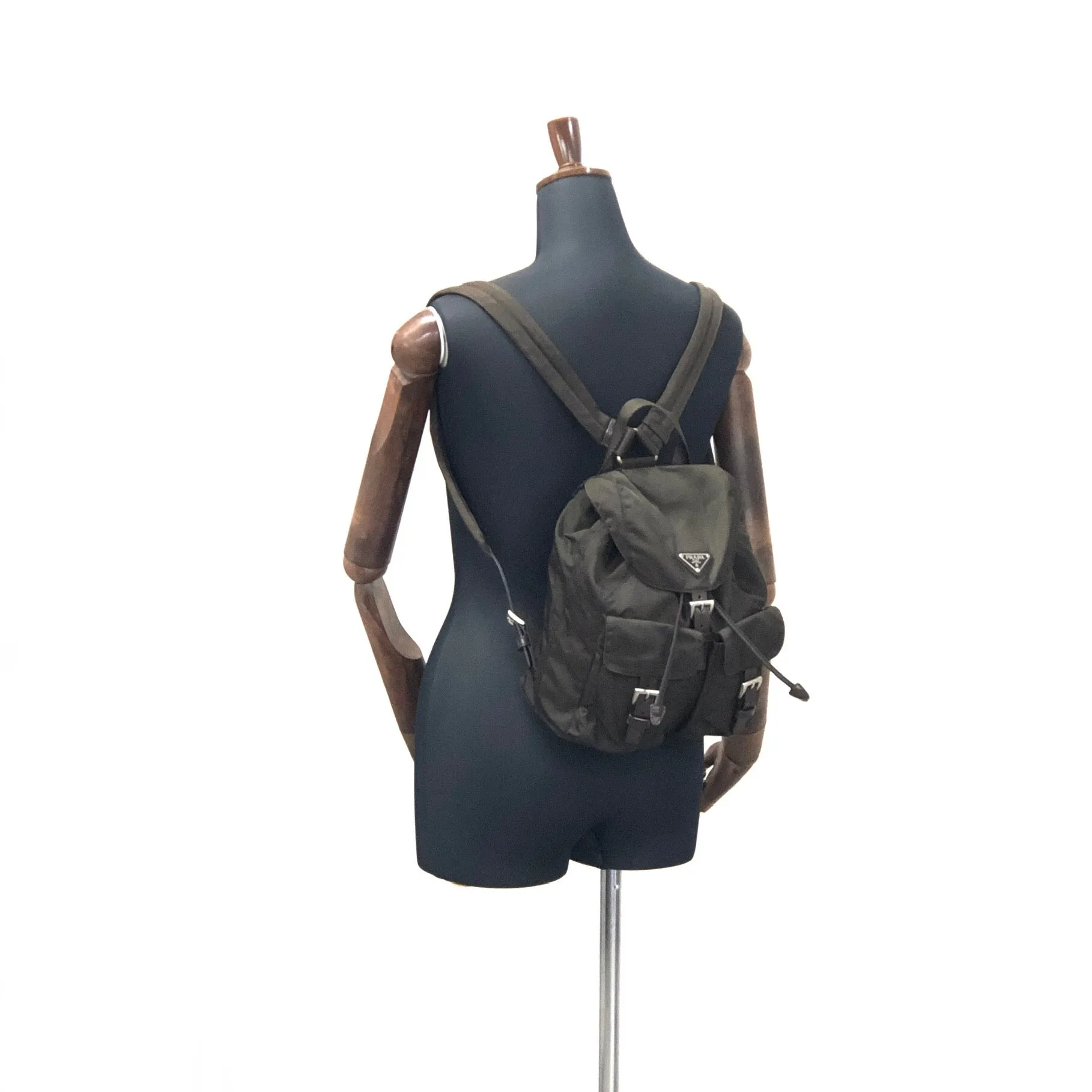 PRADA logo nylon leather backpack brown vintage pddjj7