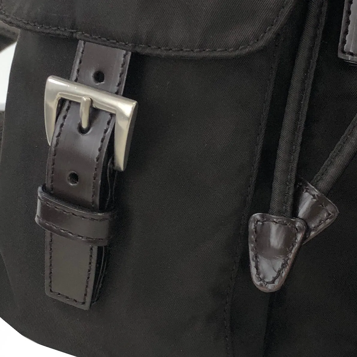 PRADA logo nylon leather backpack brown vintage pddjj7