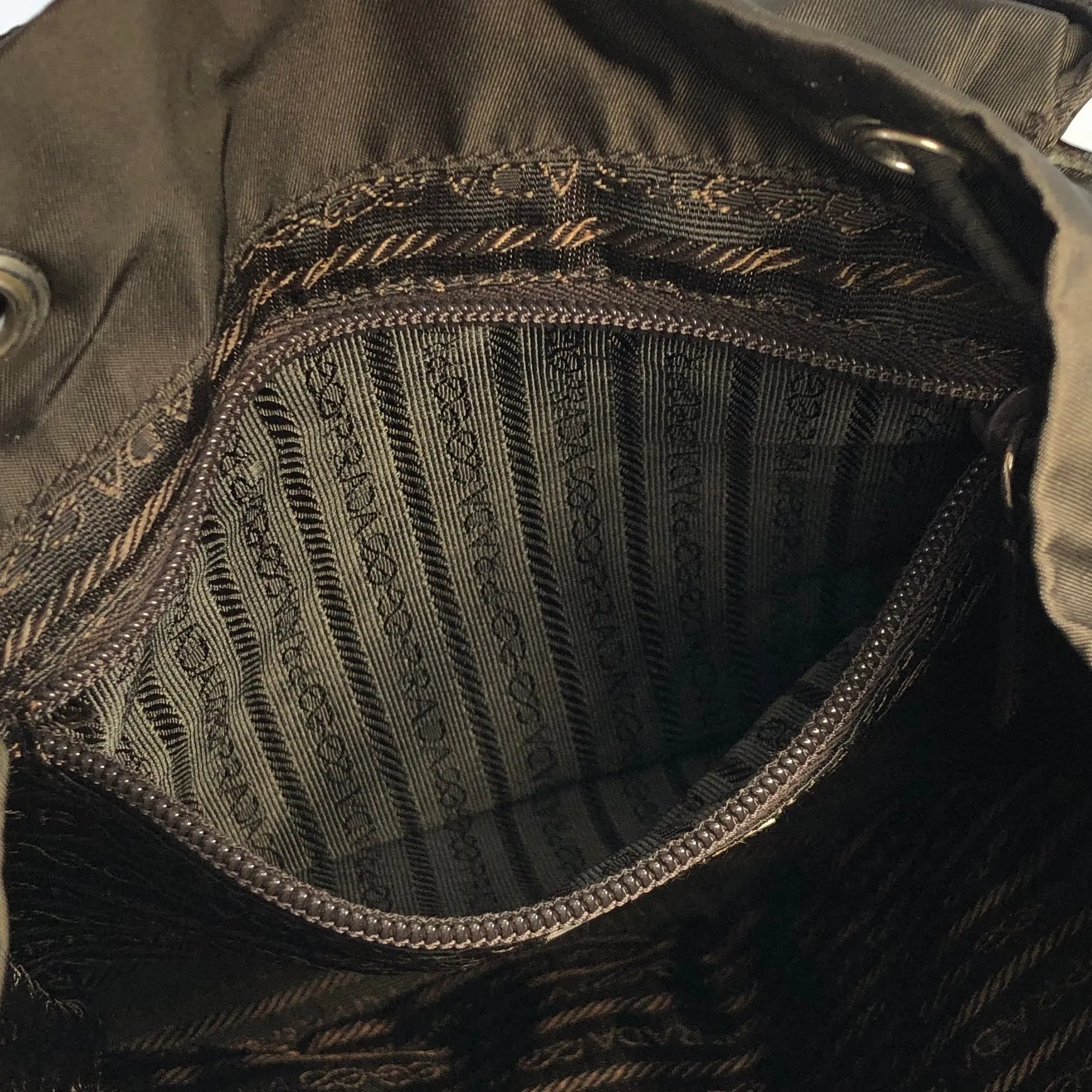 PRADA logo nylon leather backpack brown vintage pddjj7