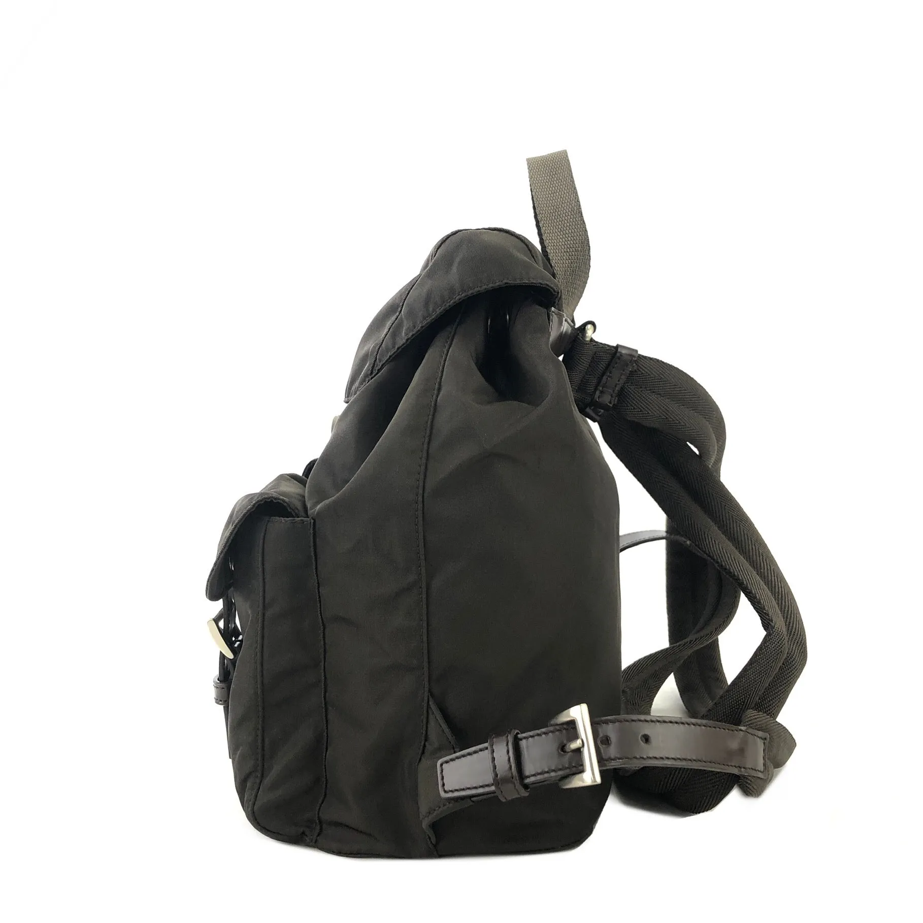 PRADA logo nylon leather backpack brown vintage pddjj7