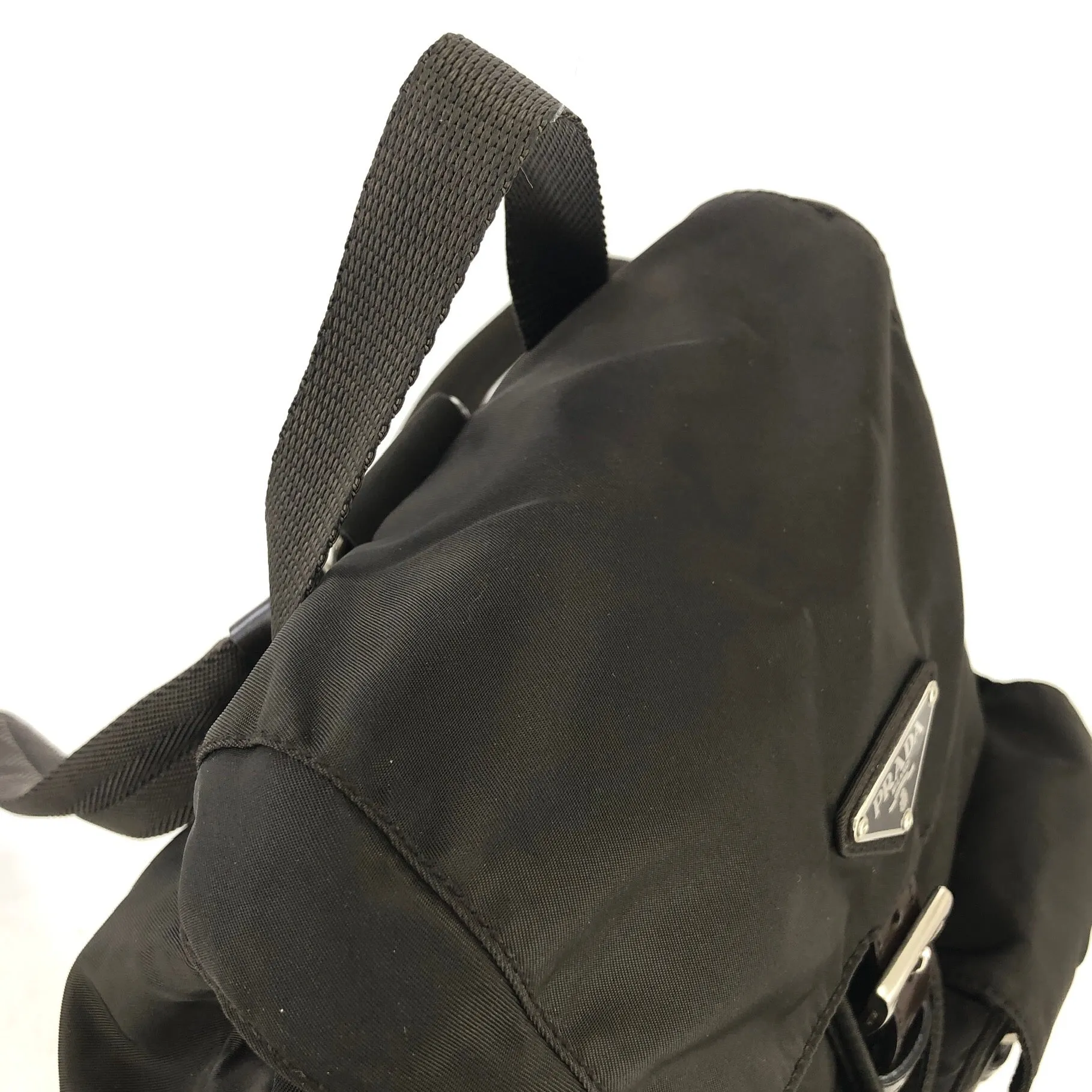 PRADA logo nylon leather backpack brown vintage pddjj7