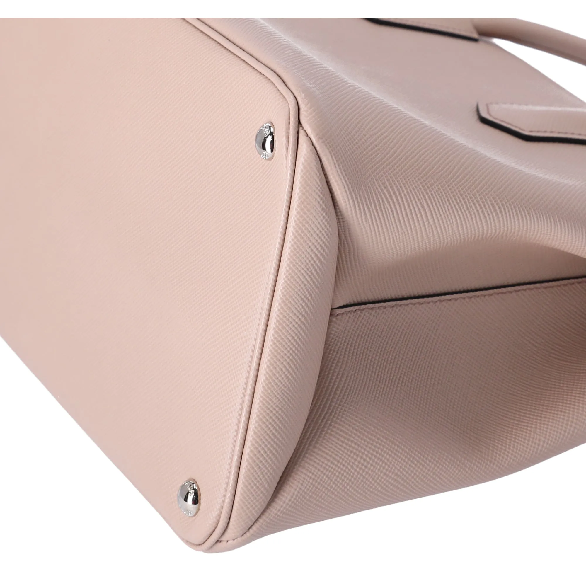 Prada Saffiano Leather Large Twin Pocket Tote Pink Beige