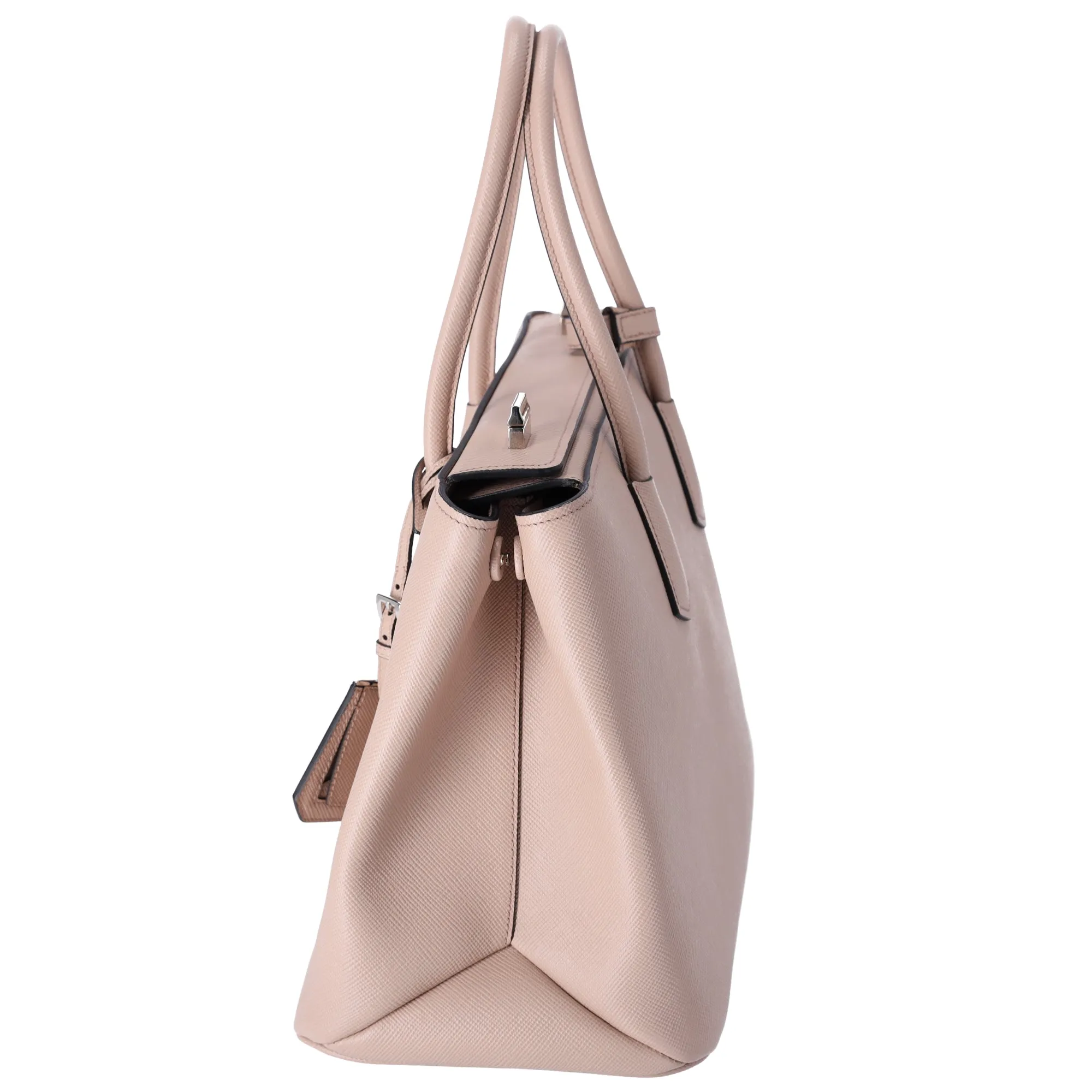Prada Saffiano Leather Large Twin Pocket Tote Pink Beige