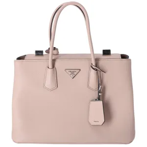 Prada Saffiano Leather Large Twin Pocket Tote Pink Beige