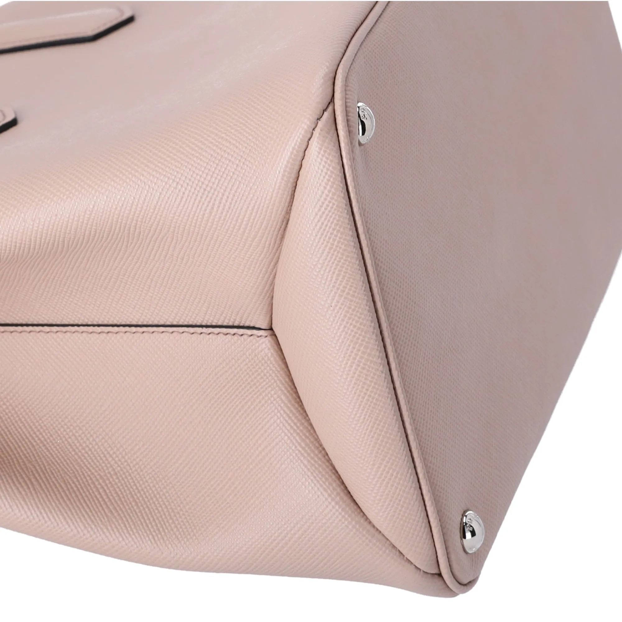 Prada Saffiano Leather Large Twin Pocket Tote Pink Beige