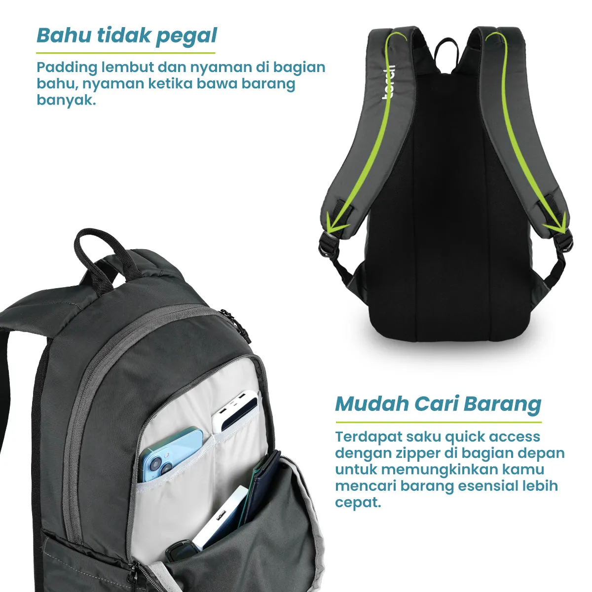 Prana Tas Ransel Sekolah Torch 19L Grey