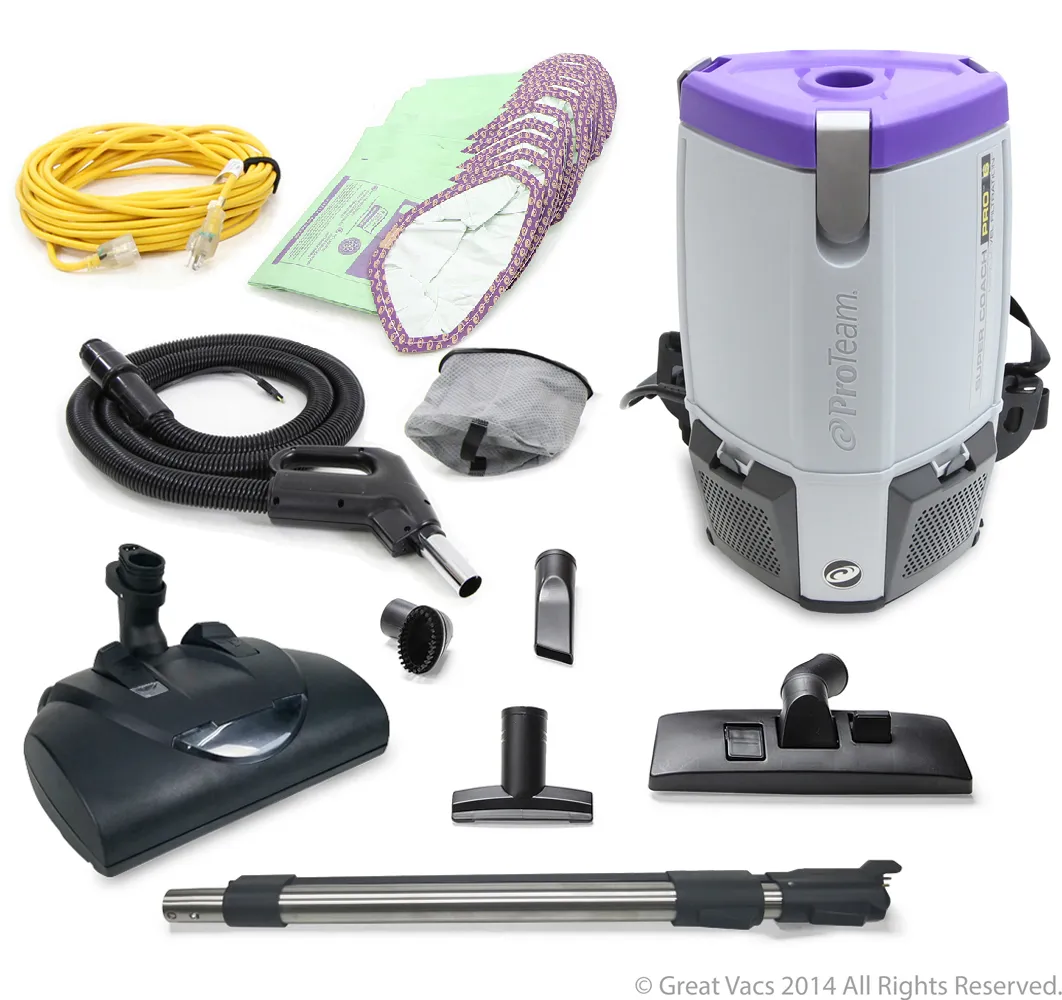 Proteam Super CoachPro 6 Commercial Backpack Vacuum w/ Wessel Werk Head