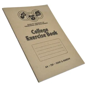 PSD A4 Feint & Margin College Exercise Book  72 Pages