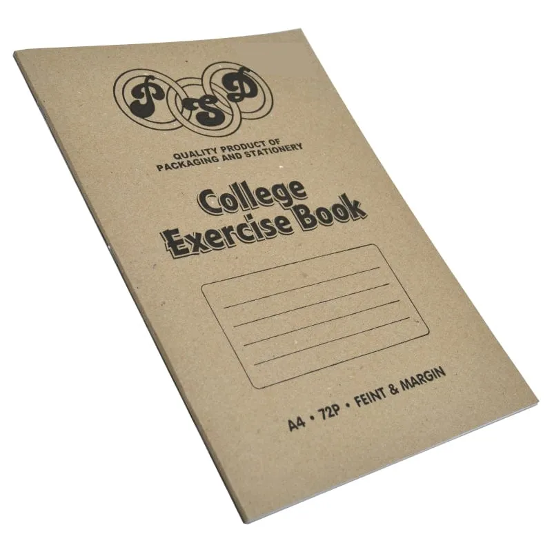 PSD A4 Feint & Margin College Exercise Book  72 Pages