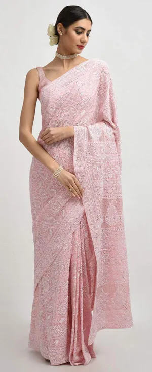 Pure Georgette Chikankari Sarees