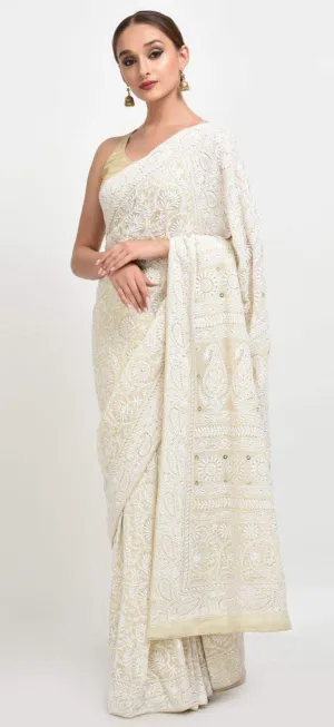 Pure Georgette Chikankari Sarees