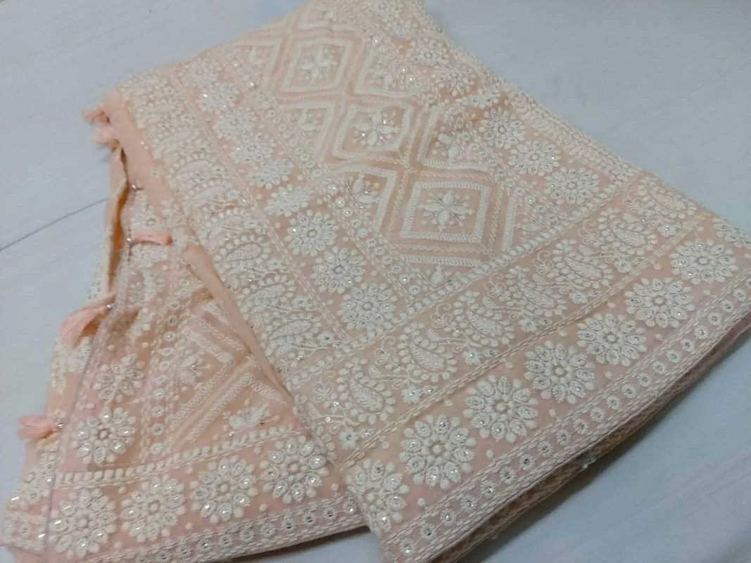 Pure Georgette with Original Lucknowi Chiken Saree
