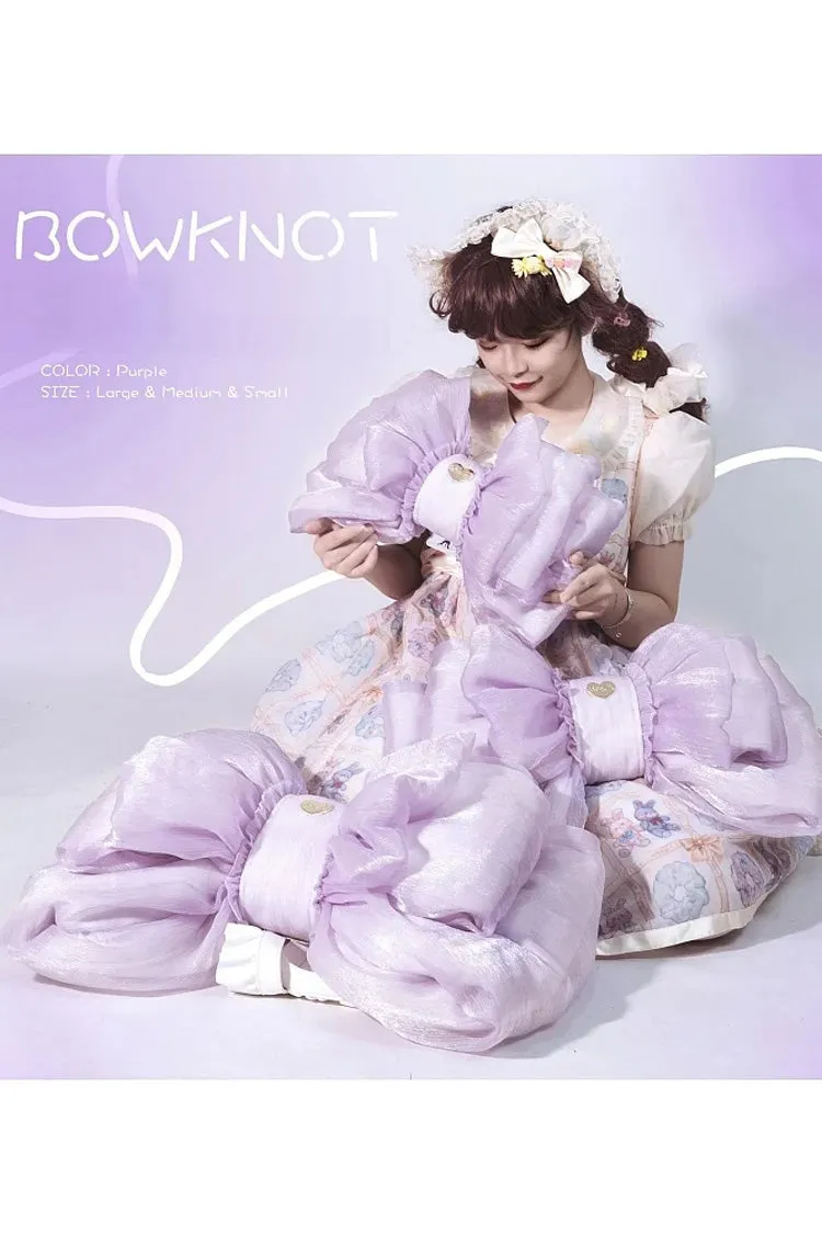 Purple Big Bowknot Metal Heart Nameplate Lolita Backpack