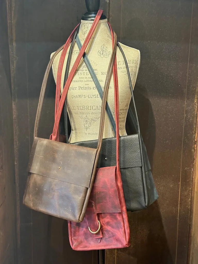 "MEDIUM SATCHEL" Blue/Gray Handmade Leather Handbag YB2