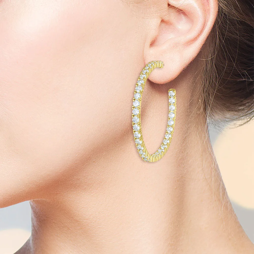 "Queen of Hearts" 3.74CTW Round Cut Inside-Outside 2" Hoops